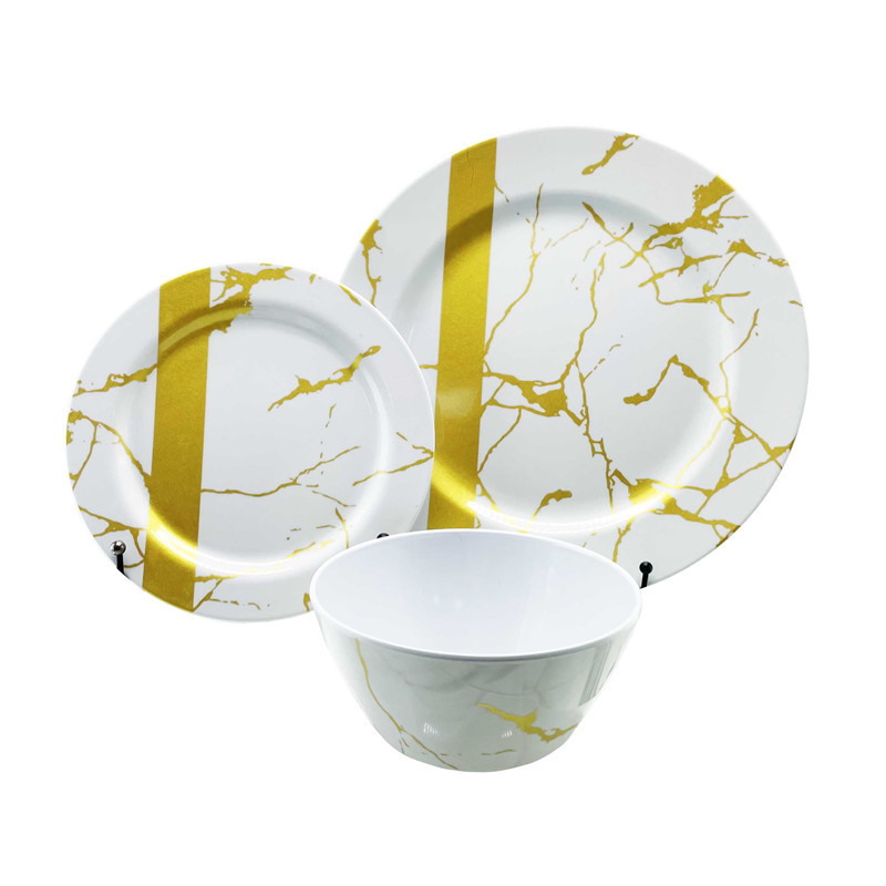 Drop-Resistant Marbled Dinner Plate Melamine Plate Hotel Fashion Melamine Dinner Set Dinnerware Sets