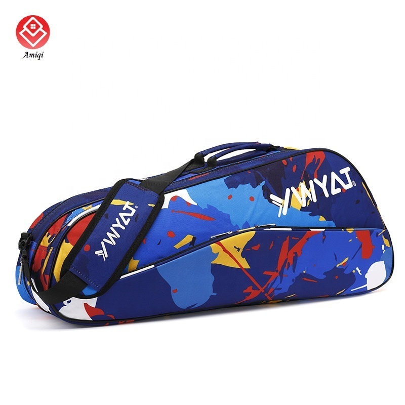 Amiqi  DFJ-c307 Canvas New Durable Custom Design Tennis Badminton Bag Blue Handle Bag