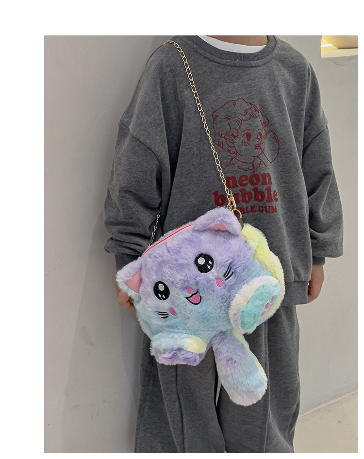 Amiqi PY401-18 Fashion Bag School Backpack Bags Toddler Kids School Book Bags Cat Plush Cartoon Unisex Bookbag Plush shoulder