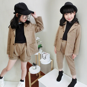 fashion kids Korean version cute girl autumn clothes small suit jacket baby child 2019 new foreign Plaid set