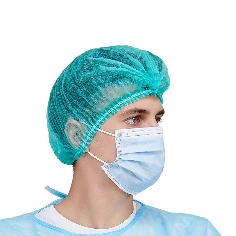 Food Factory SPA Hospital Hair Net Head Cover Elastic Bouffant Clip Caps Non Woven Disposable Mob Cap