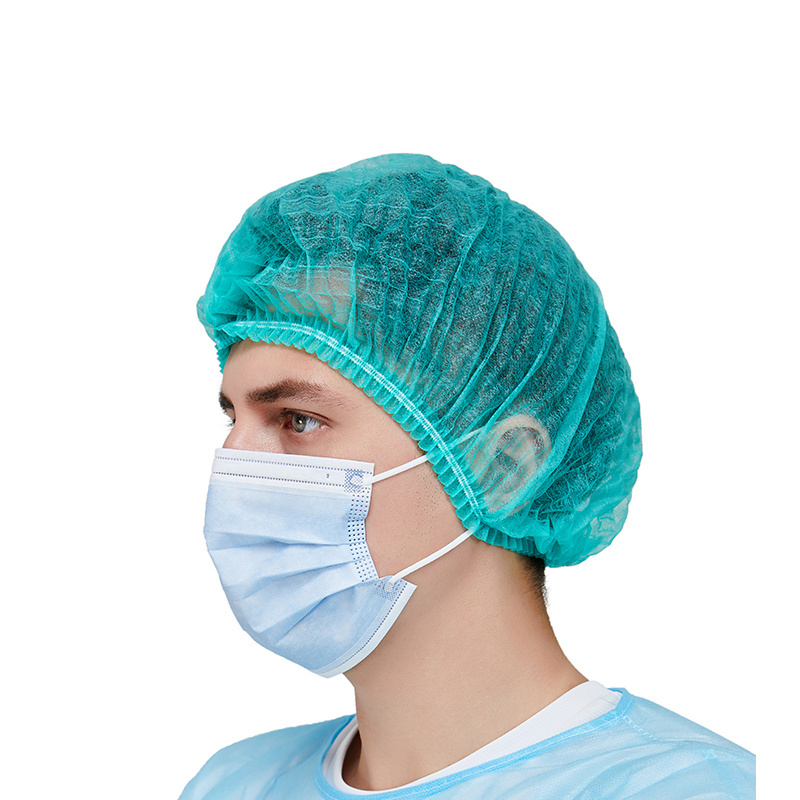 Food Factory SPA Hospital Hair Net Head Cover Elastic Bouffant Clip Caps Non Woven Disposable Mob Cap