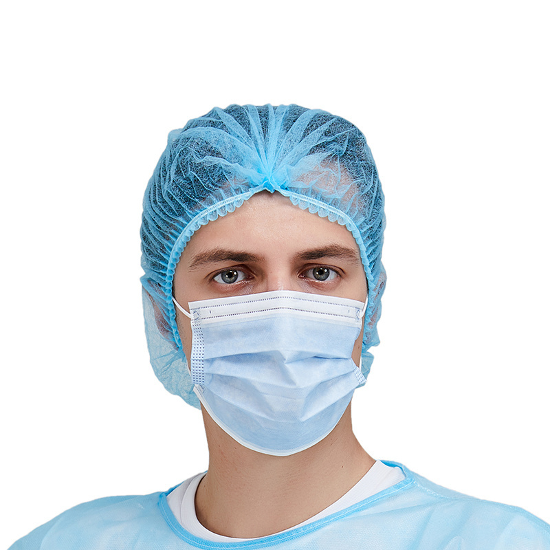 Food Factory SPA Hospital Hair Net Head Cover Elastic Bouffant Clip Caps Non Woven Disposable Mob Cap