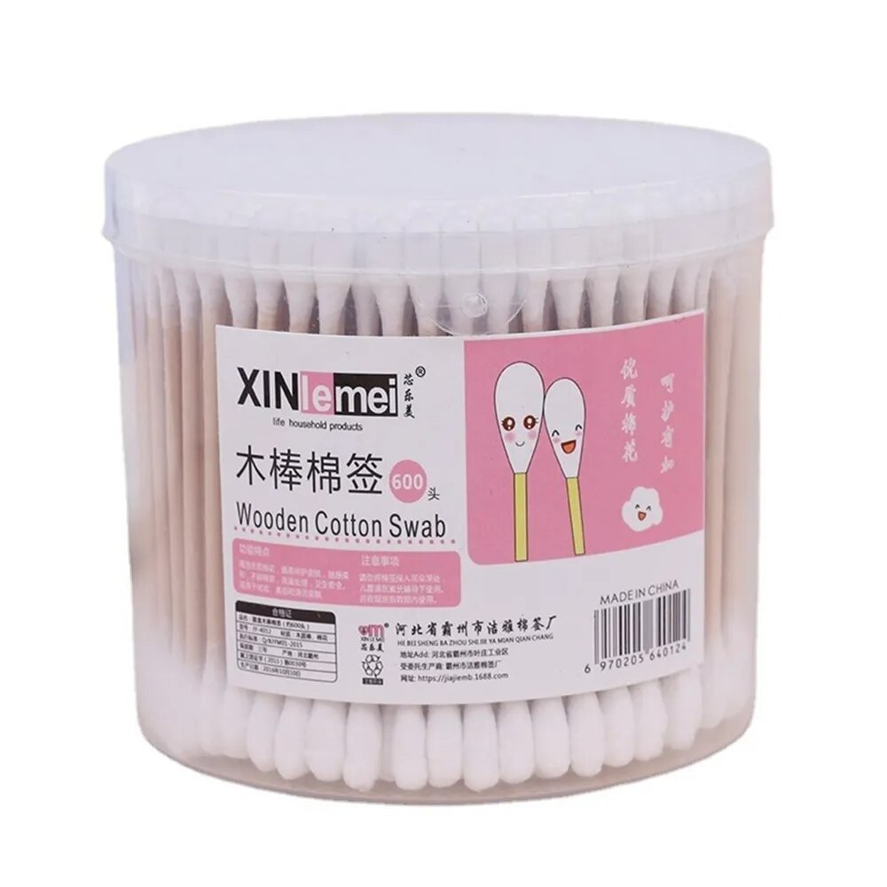 Tattoo Supplies 500Pcs Disposable Cotton Swabs Lint Free Brushes Wood Cotton Buds Ear Clean Stick Eyelash Extension Glue Removin