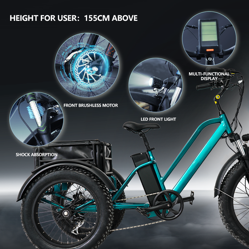 Tricycles Electric Electric Bike Fat Tire Full Suspension Delivery Tricycle For Sale