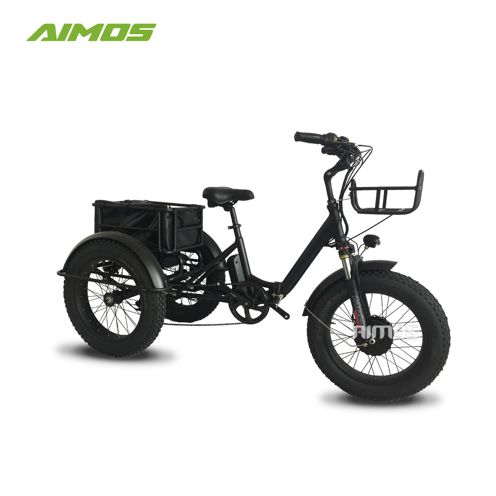 high power fat tire three wheel 48v 1000w electric trike tricycle with basket