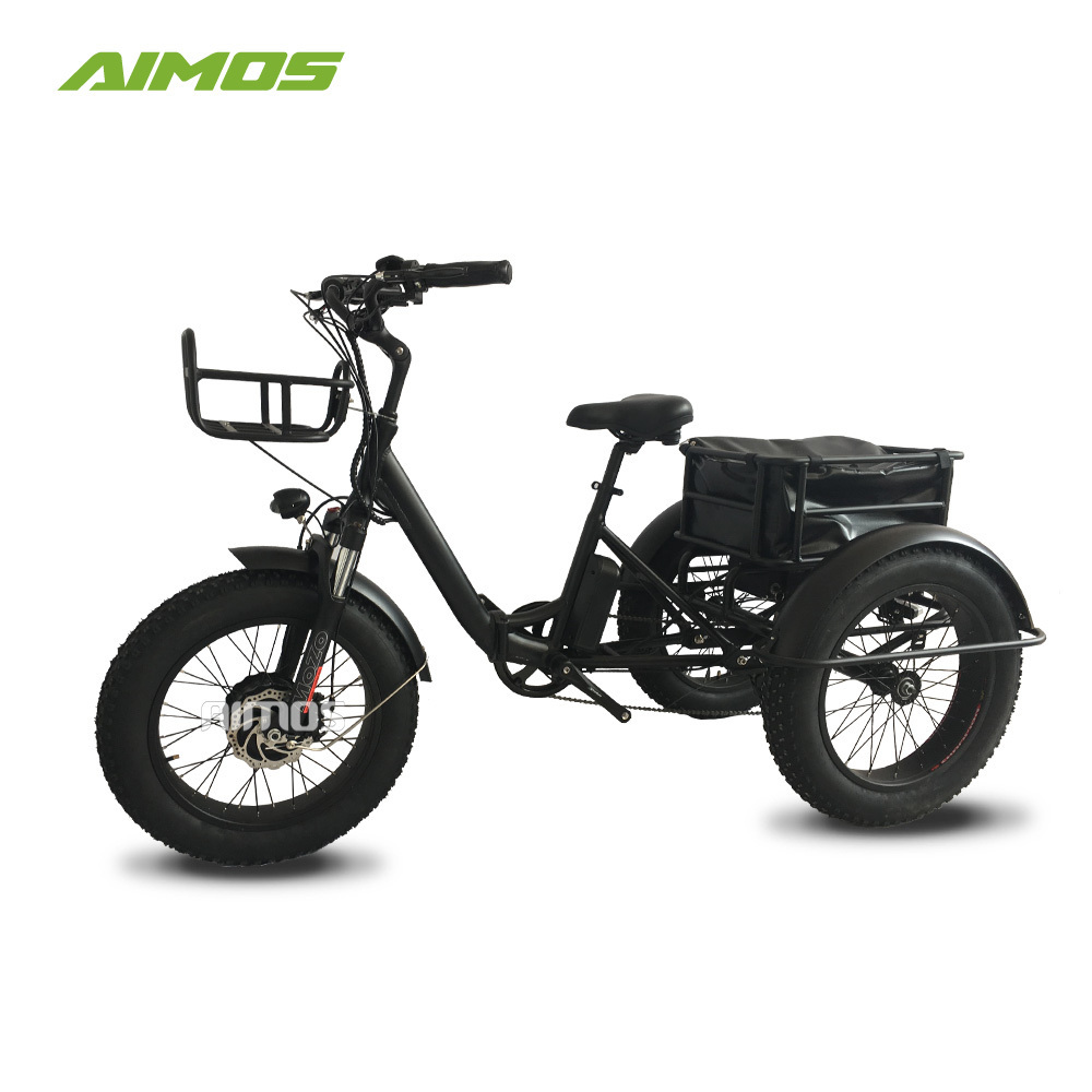 high power fat tire three wheel 48v 1000w electric trike tricycle with basket