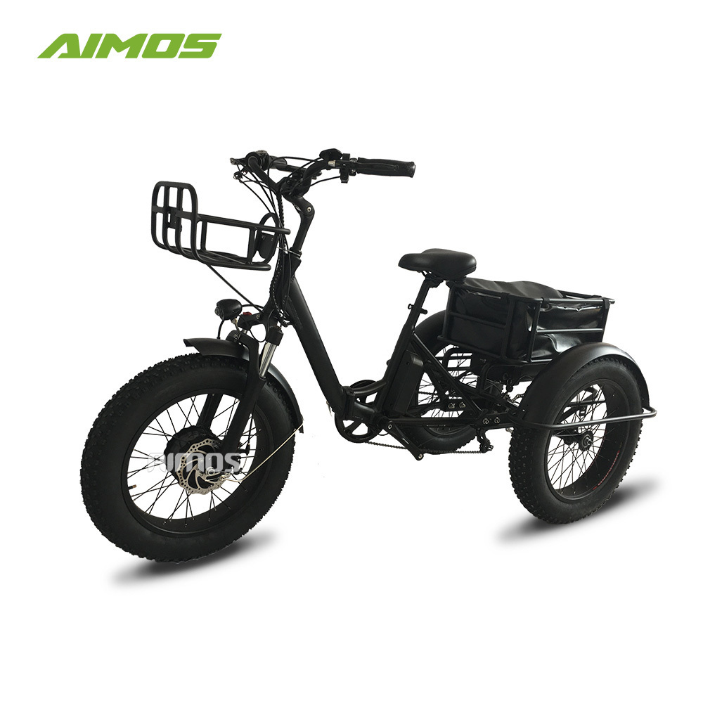 high power fat tire three wheel 48v 1000w electric trike tricycle with basket