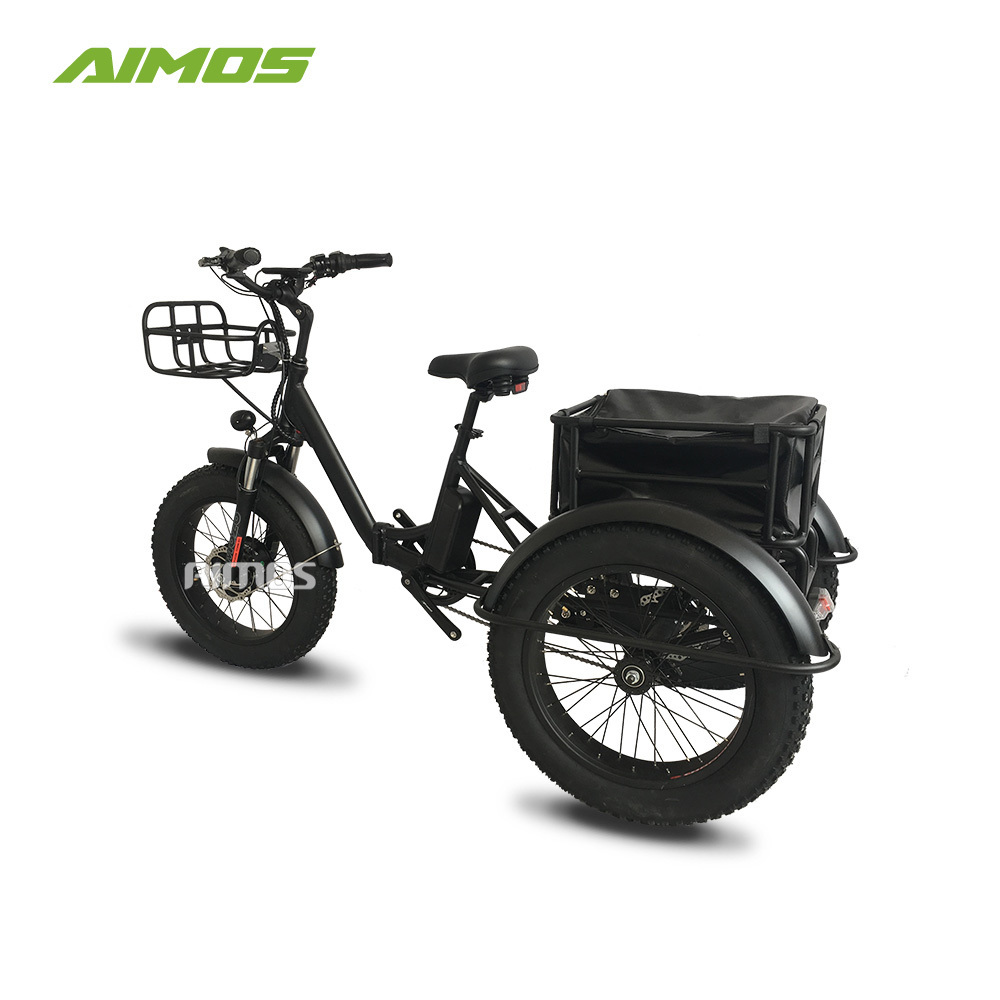 high power fat tire three wheel 48v 1000w electric trike tricycle with basket