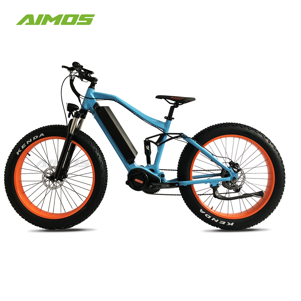 26 tire  MTB e bicycle Double Full suspension bafang mid drive motor fat tire De electricidad mountain bike