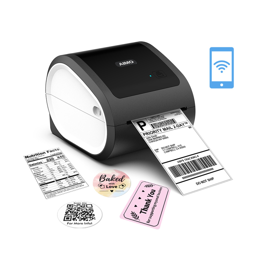 AIMO D520 shipping label barcode thermal printer price tag  label printer sticker roll to roll label maker machine