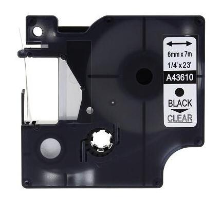 Compatible DYMO D1 Label Tape 6mm Black on Clear 43610