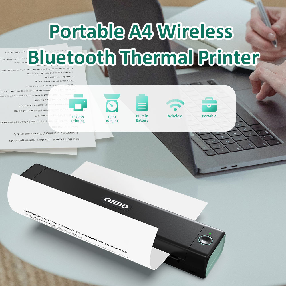 M08F Source Factory Bluetooth mini a4 printer Digital Mobile Phone ticket wireless portable printer