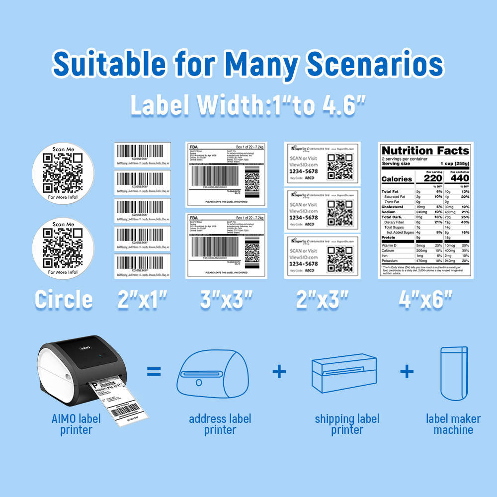 AIMO D520 shipping label barcode thermal printer price tag  label printer sticker roll to roll label maker machine