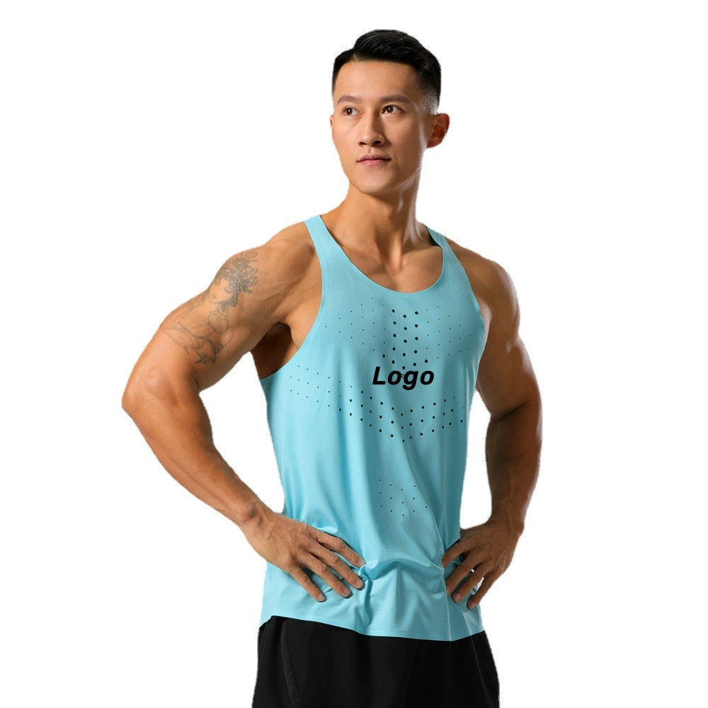 Quick Dry Breathable Tank Tops 100% Polyester Sublimated Running Vest Gym Tank Top Seamless Singlet Marathon Men's Tank Tops