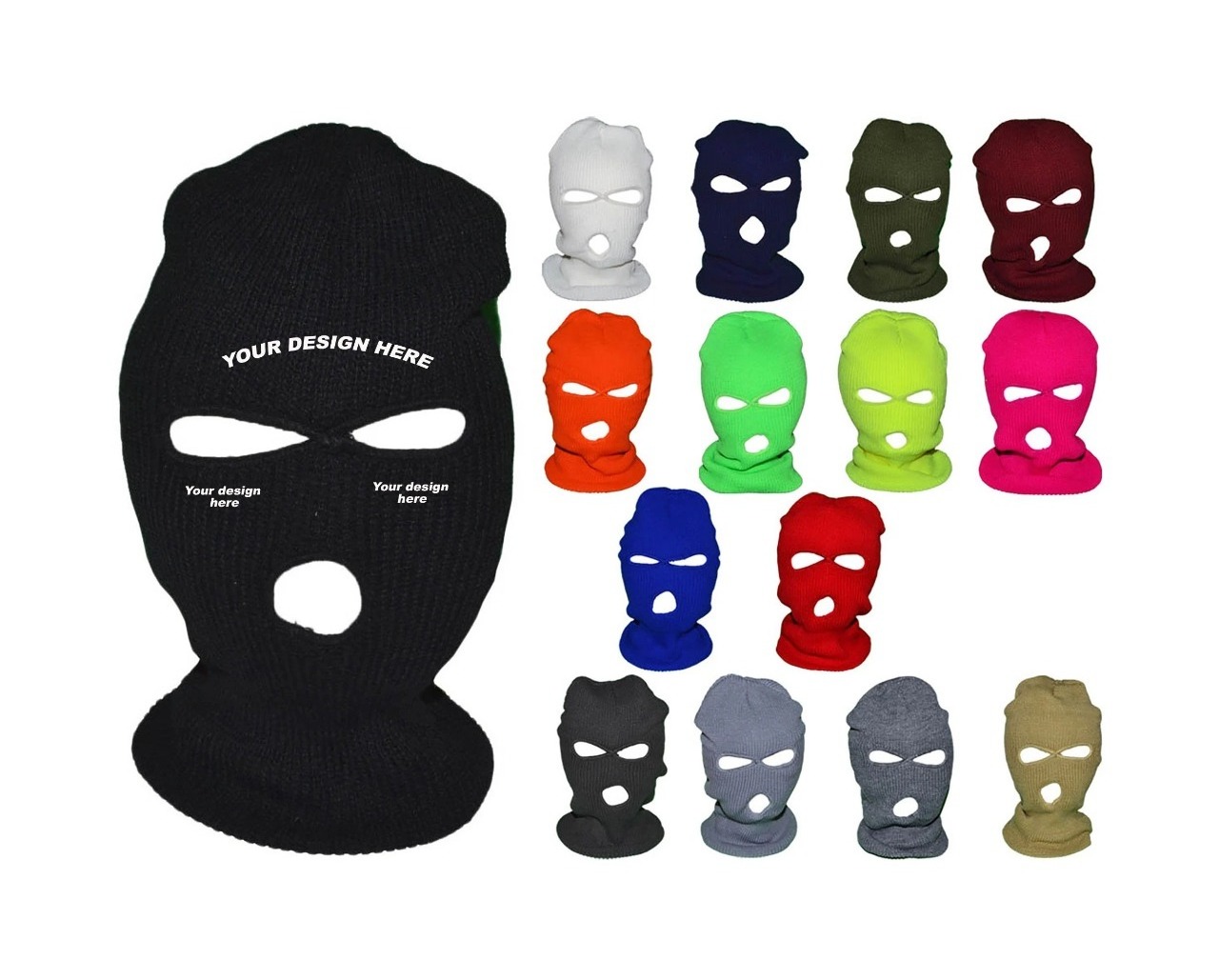 Fashion Knitted Ski Masks Full Face Winter Hats 3 Hole Hats Embroidery Custom Balaclava