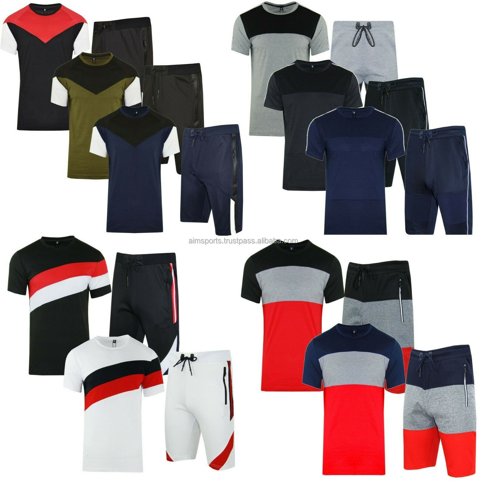 Wholesale Summer New Men Casual Shorts Sets Short Sleeve T Shirt Shorts Solid Tracksuit Set Men's Brand Clothing 2 Pieces Sets