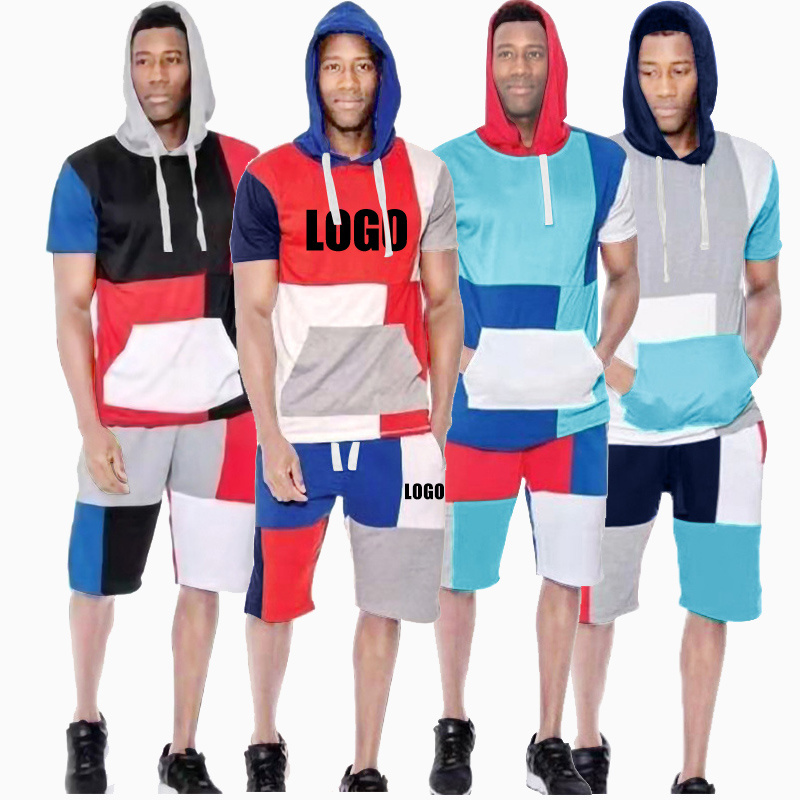 Wholesale Summer New Men Casual Shorts Sets Short Sleeve T Shirt Shorts Solid Tracksuit Set Men's Brand Clothing 2 Pieces Sets