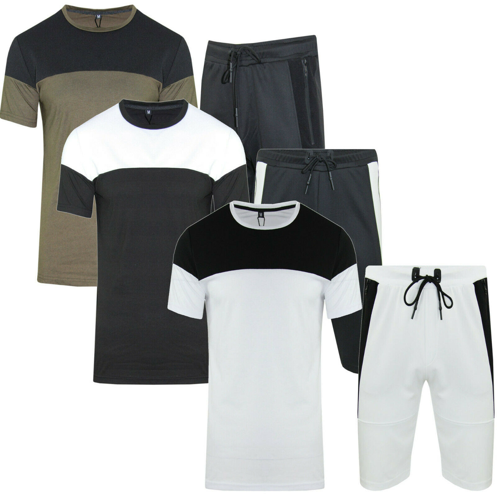 Wholesale Summer New Men Casual Shorts Sets Short Sleeve T Shirt Shorts Solid Tracksuit Set Men's Brand Clothing 2 Pieces Sets