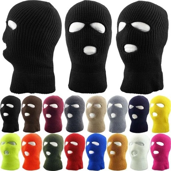 Fashion Knitted Ski Masks Full Face Winter Hats 3 Hole Hats Embroidery Custom Balaclava