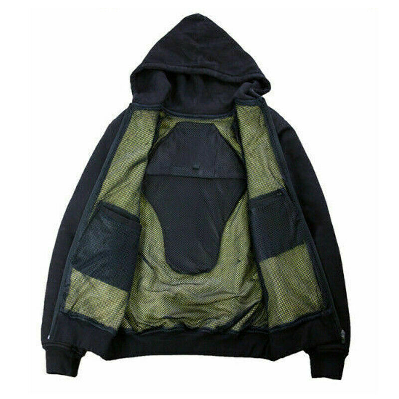 High Quality Wholesaler Motorcycle Hoodie CE Armored Motorbike Fleece Hoodie Protective Zip up Jacket Lined Black Gray