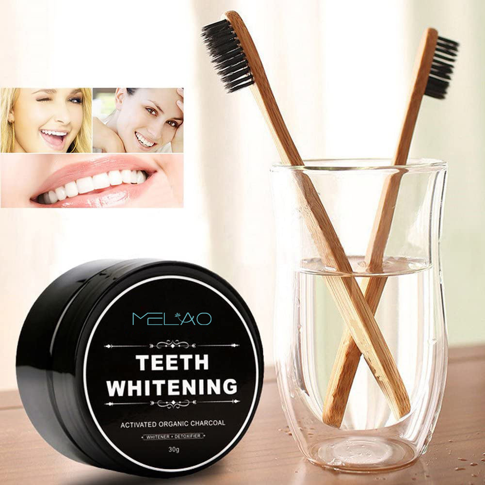 MELAO Natural Organic Activated Charcoal Teeth Whitening Powder For Oral Care