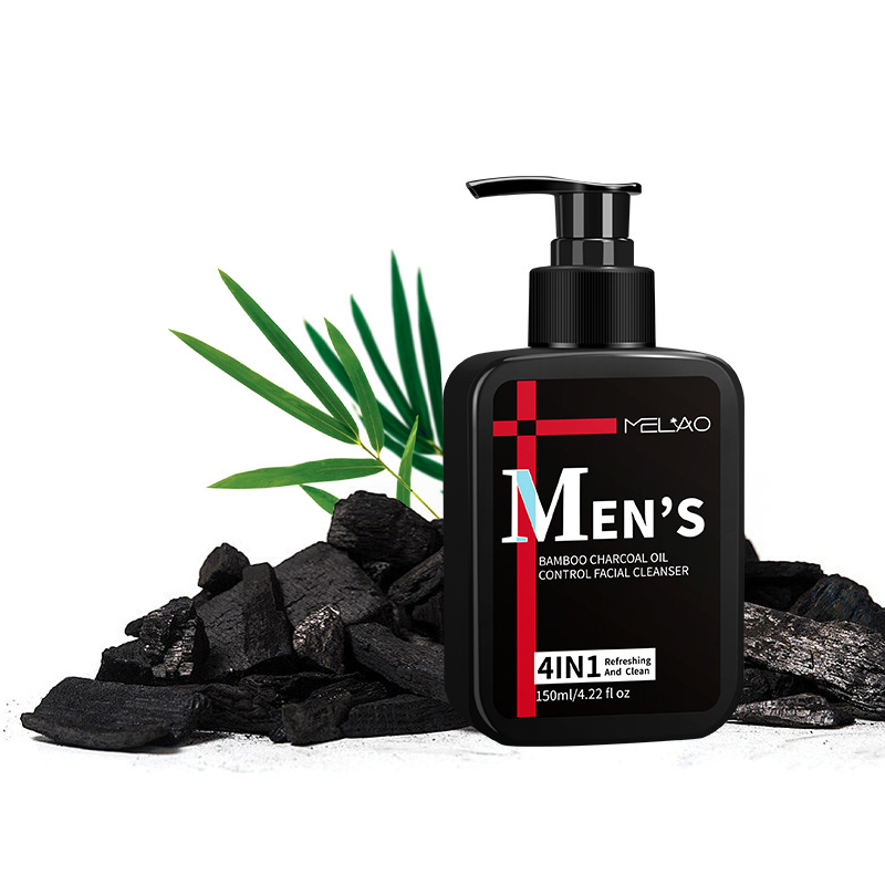 Face Wash Men's Cleanser Private Label Bamboo Charcoal Gel Daily Adults Male Face Exfoliator Face Moisturizer Regular Size 150ml