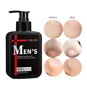 Face Wash Men's Cleanser Private Label Bamboo Charcoal Gel Daily Adults Male Face Exfoliator Face Moisturizer Regular Size 150ml