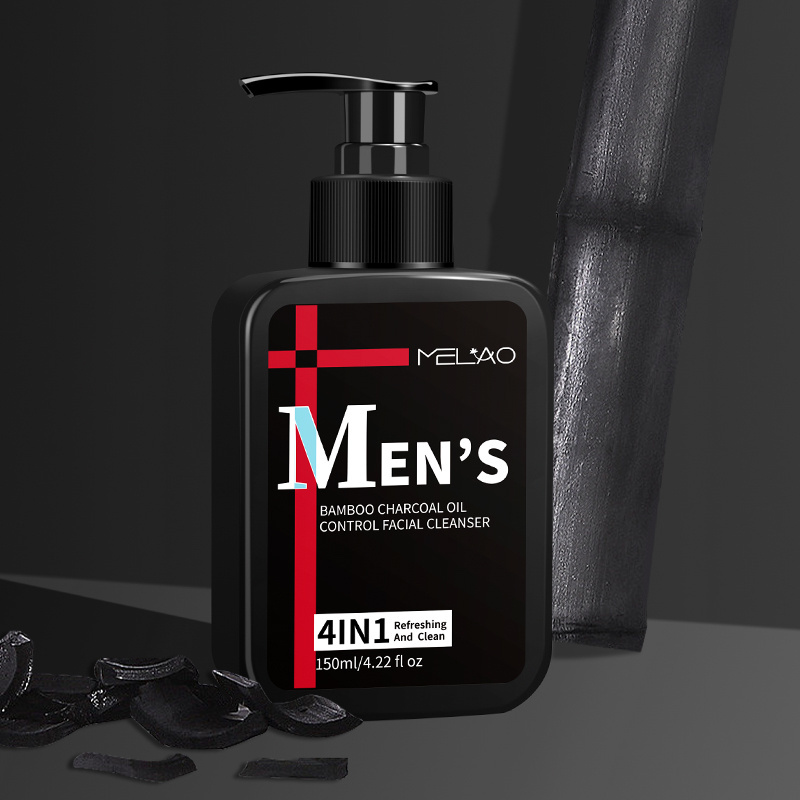 Face Wash Men's Cleanser Private Label Bamboo Charcoal Gel Daily Adults Male Face Exfoliator Face Moisturizer Regular Size 150ml