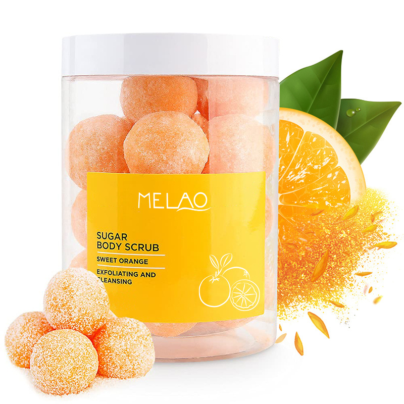 OEM ODM Customized Private Label Fruit Shea Cleansing Exfoliating corporal Whitening Hands and Feet Body Sugar Scrub Ball Cubes