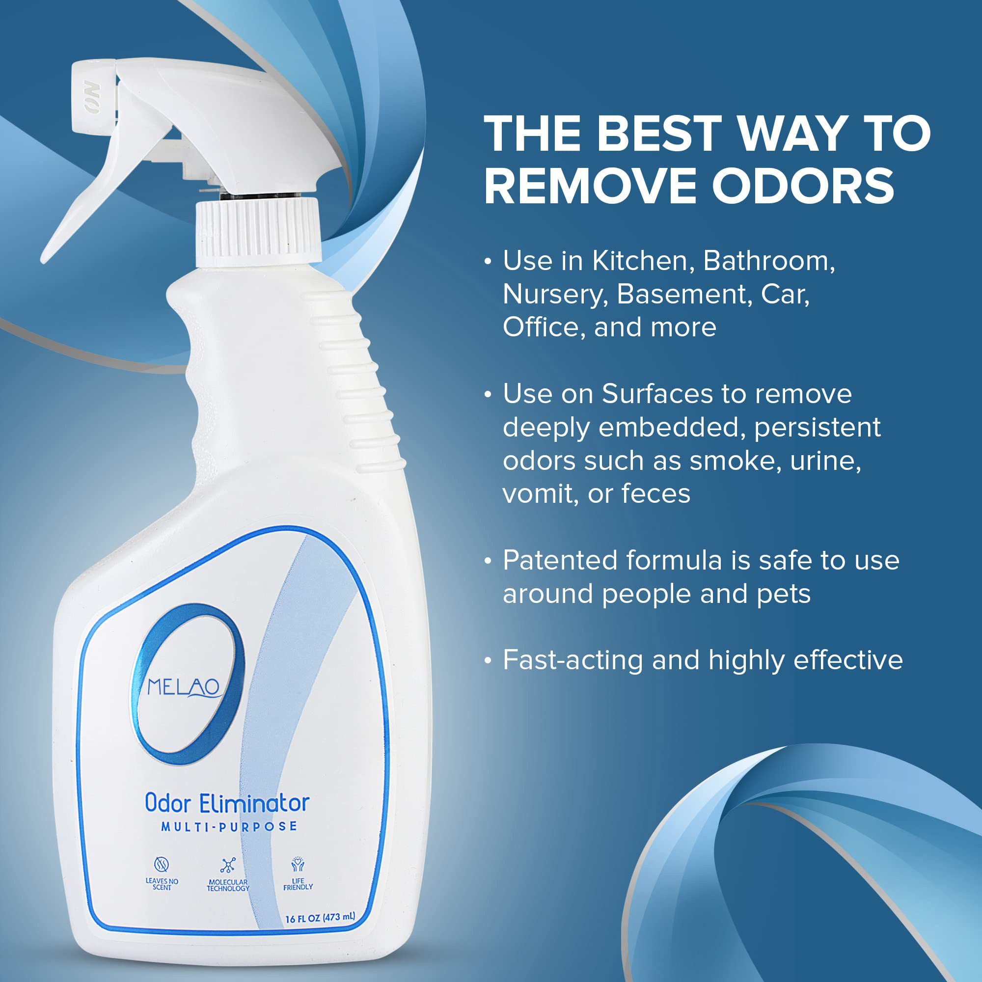 Multi-Purpose Odor Eliminator Technology for Bathroom Kitchen Fabric Closet- Smell Great Again Deodorizer Spray