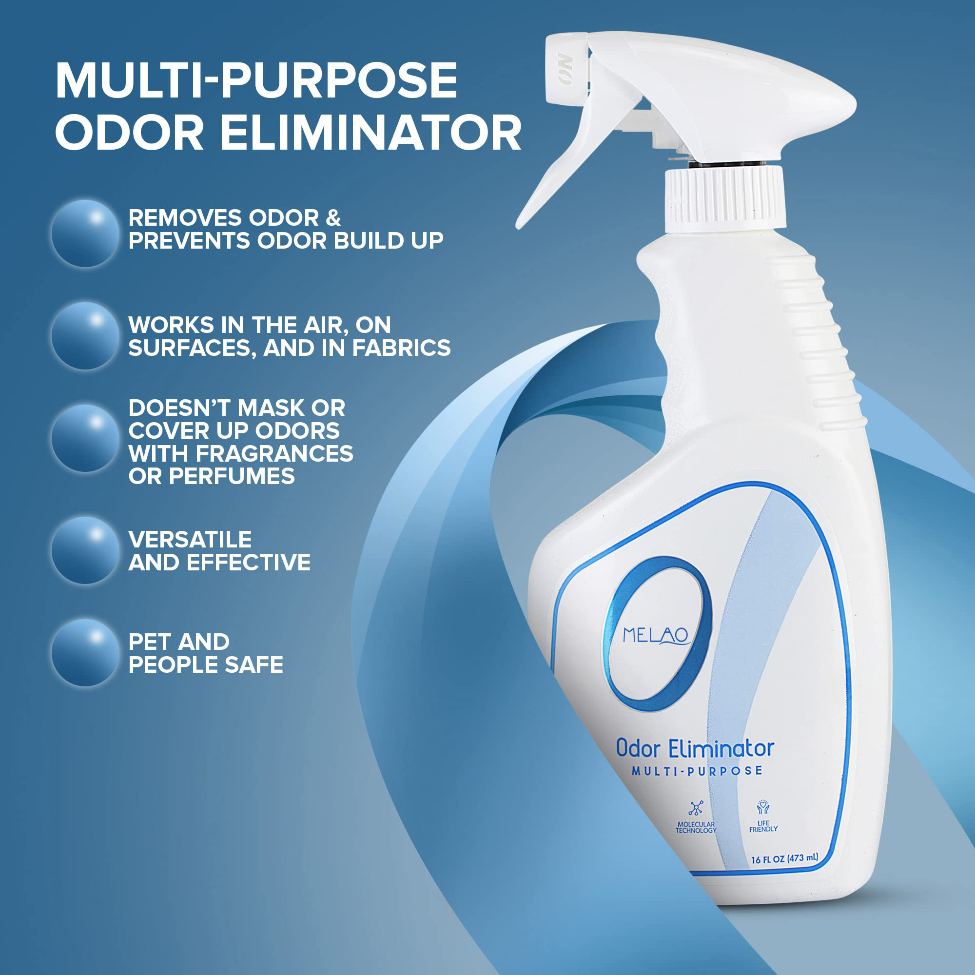 Multi-Purpose Odor Eliminator Technology for Bathroom Kitchen Fabric Closet- Smell Great Again Deodorizer Spray