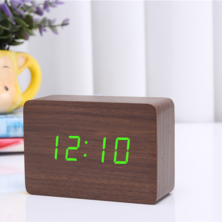 High Quality Home Office Table Decor Wooden Led Electronic Wooden Digital Alarm Clock with LED display for Bedside