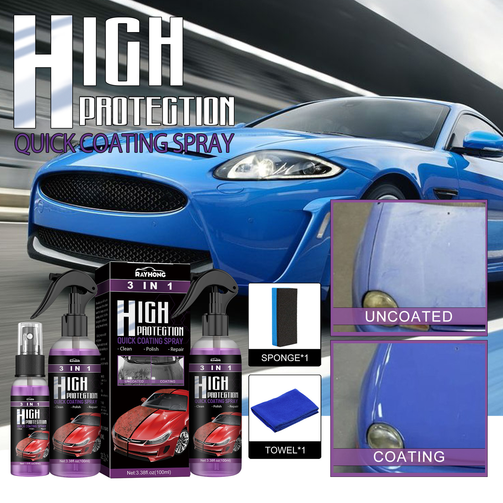 AIMU 100ml high protection car polish for all parts 3 in 1 Car Nano ceramic Coating