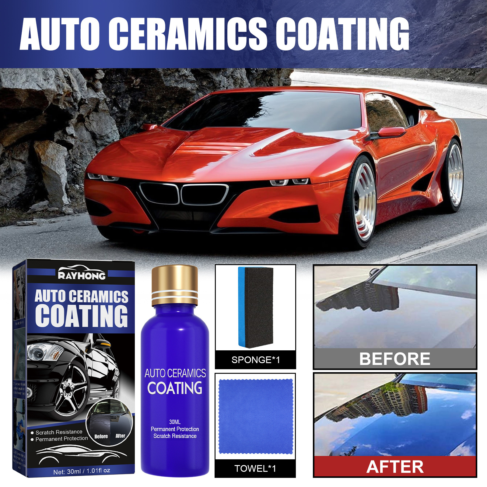 Auto ceramics coating protect the glossiness and durability of the original paint