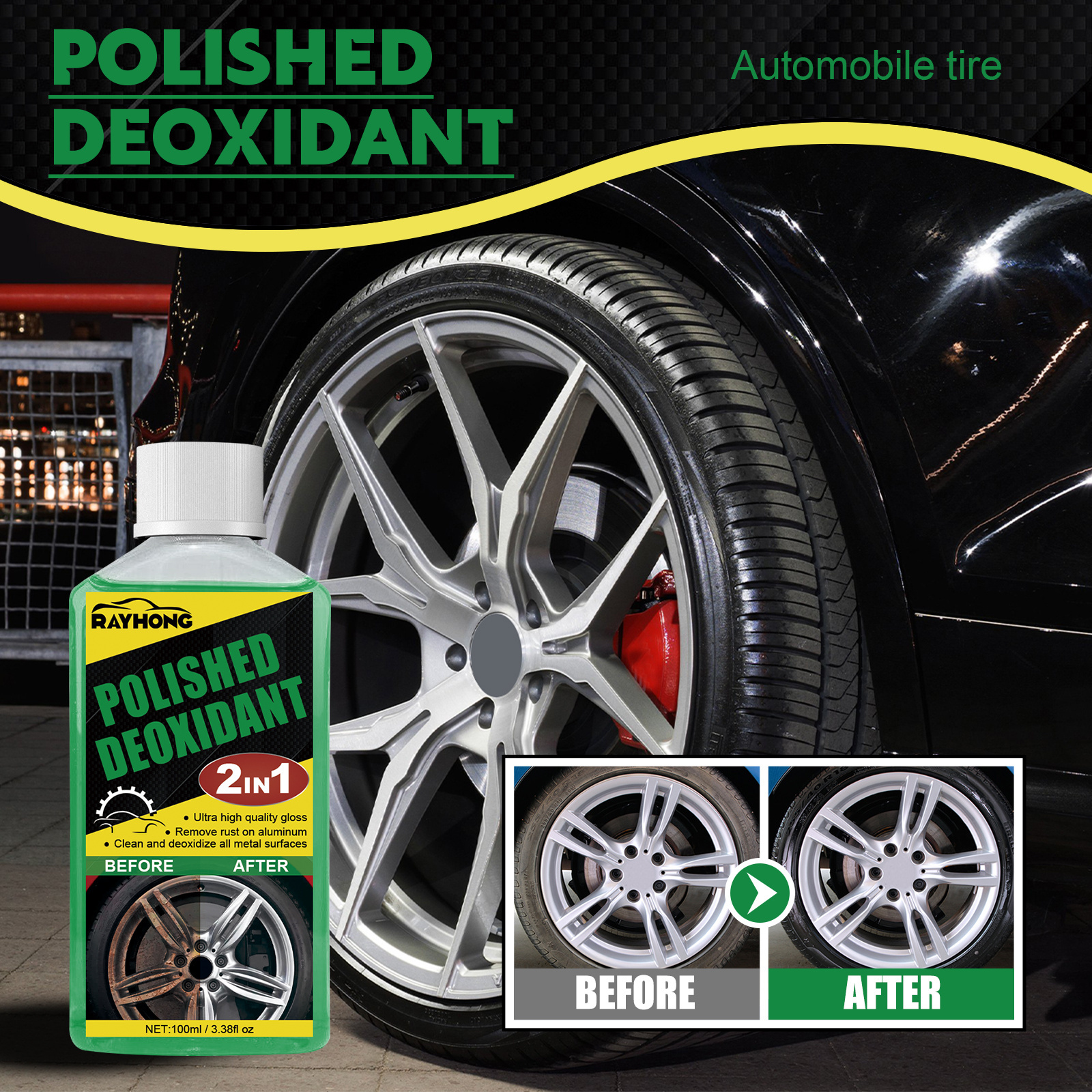 Car Wheel Polish agent Metal Gel Polish Deep Cleaning Tire Polish Shine 2 In 1