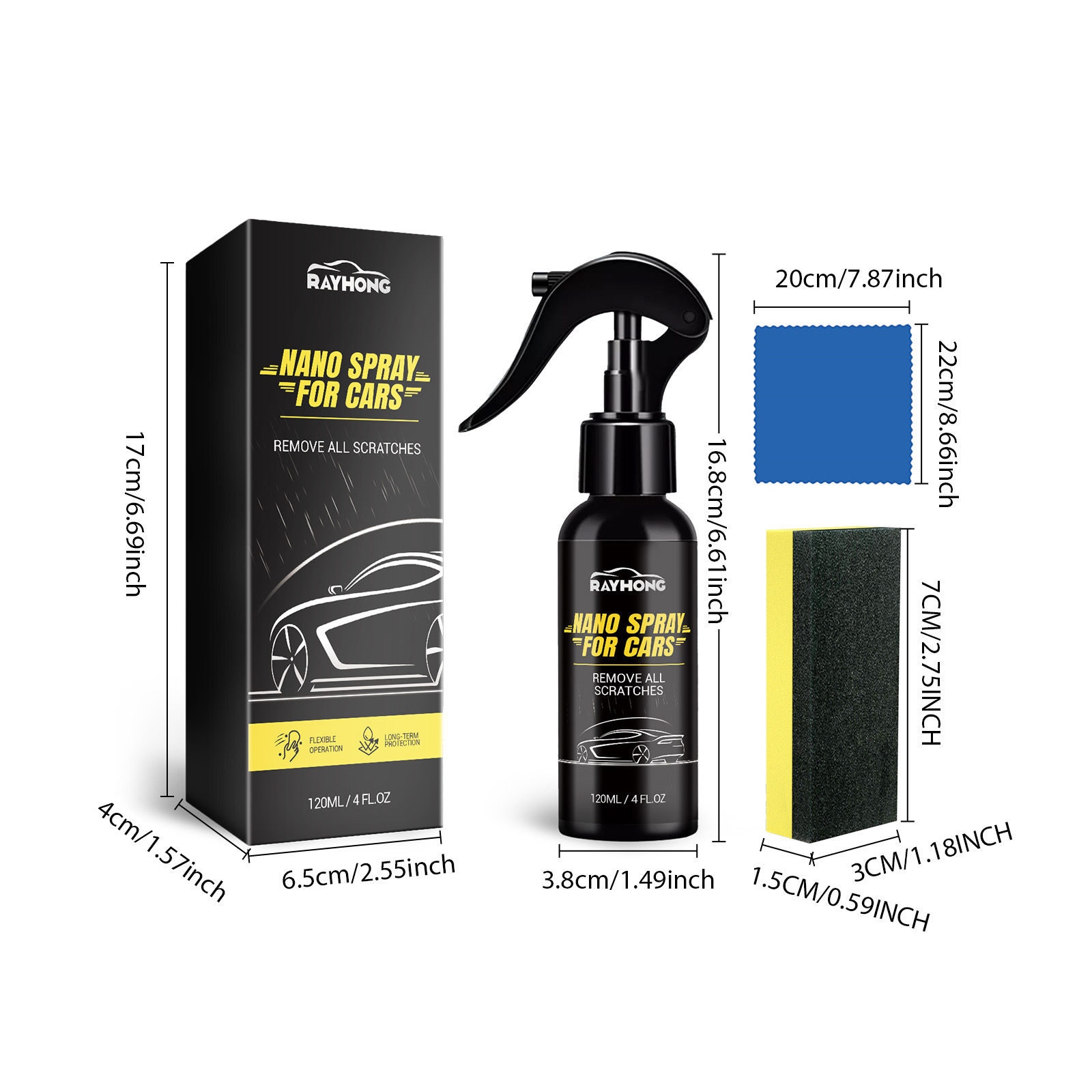 3 IN 1 RAYHONG 120ml Nano Spray For Cars  Spray Ceramic Coating For Car Paint Care