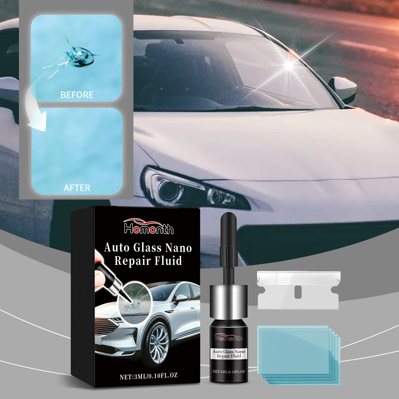 Car Windshield Cracked Repair Kit Auto Glass Nano Repair Fluid DIY Windscreen Scratch Crack Restorer