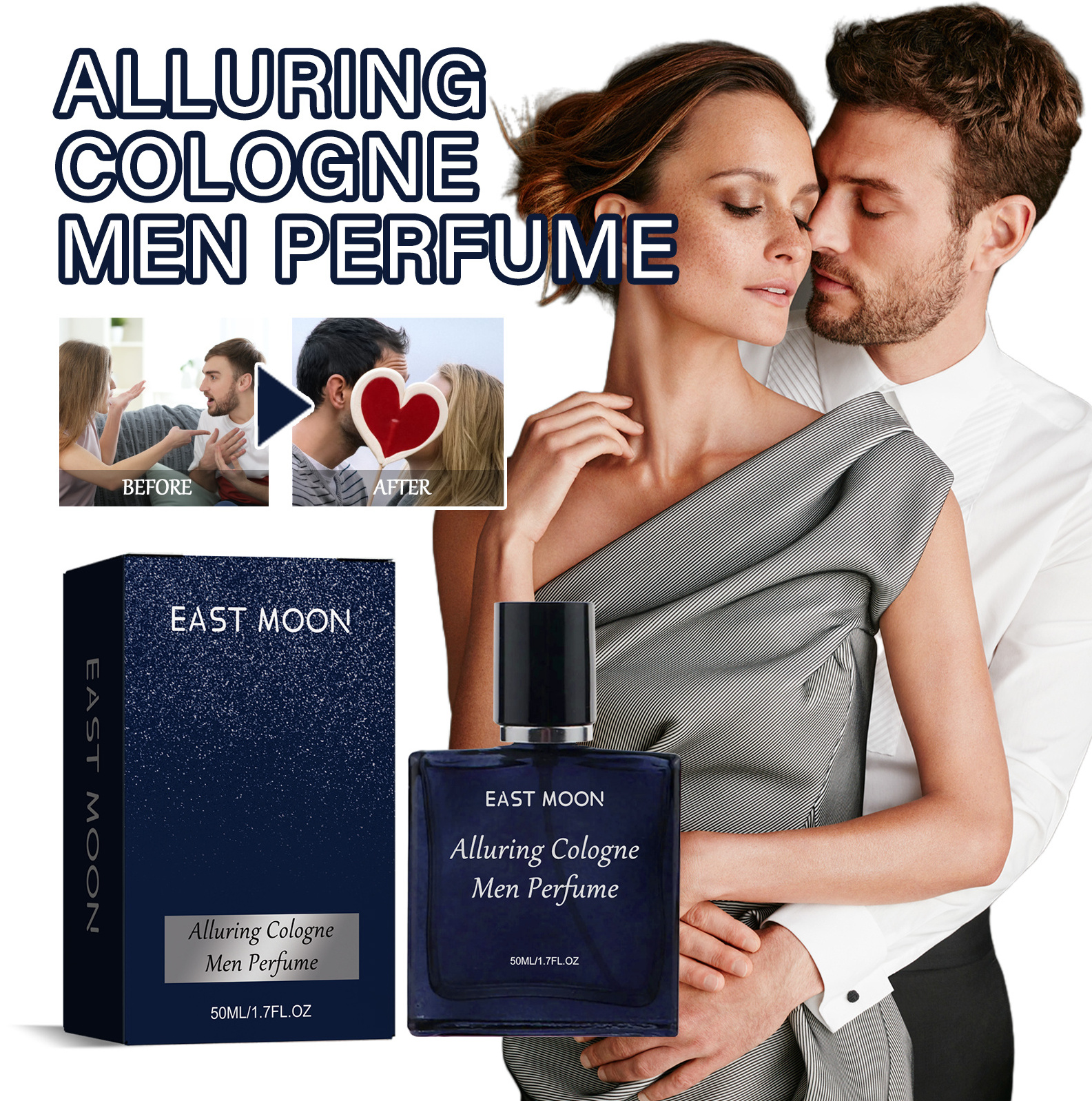 Hot Selling 50ML  Alluring  Cologne Men Perfume Long Lasting Body Spray Parfum