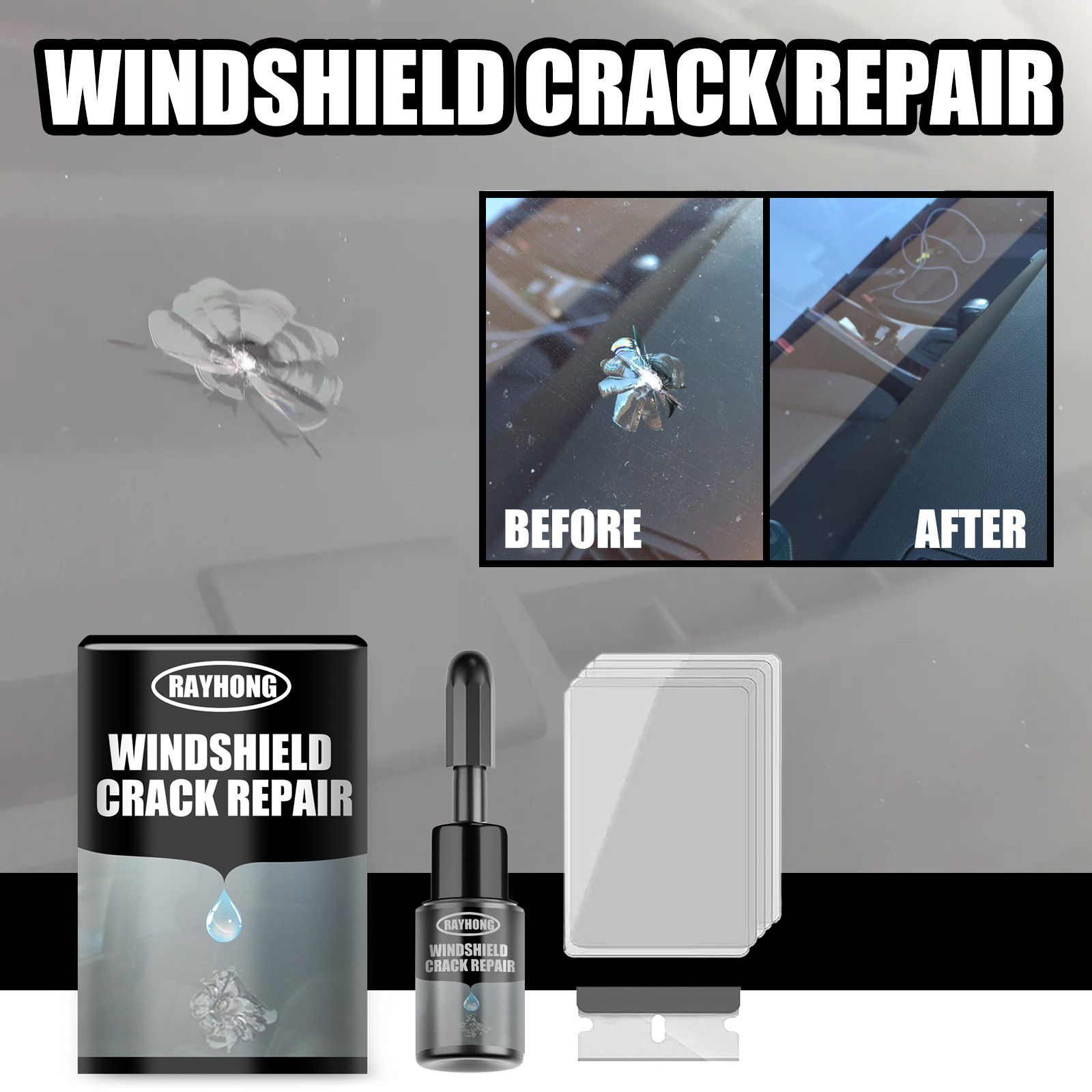 Windshield Crack Repair Kit With Chip Crack Repair Fluid DIY Windscreen Scratch Restorer