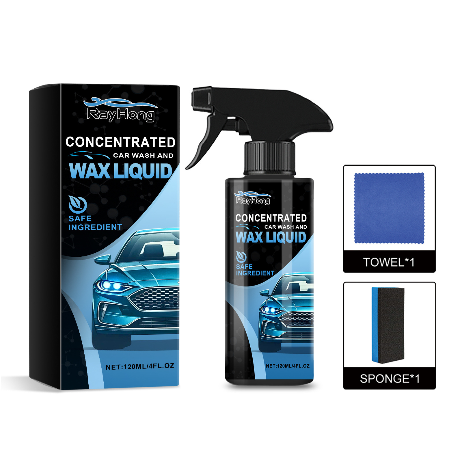 Top Selling Rayhong Car Shampoo Wash And Car Paint Wax Liquid Coating Concentrated Car Wash Wax Liquid Spray