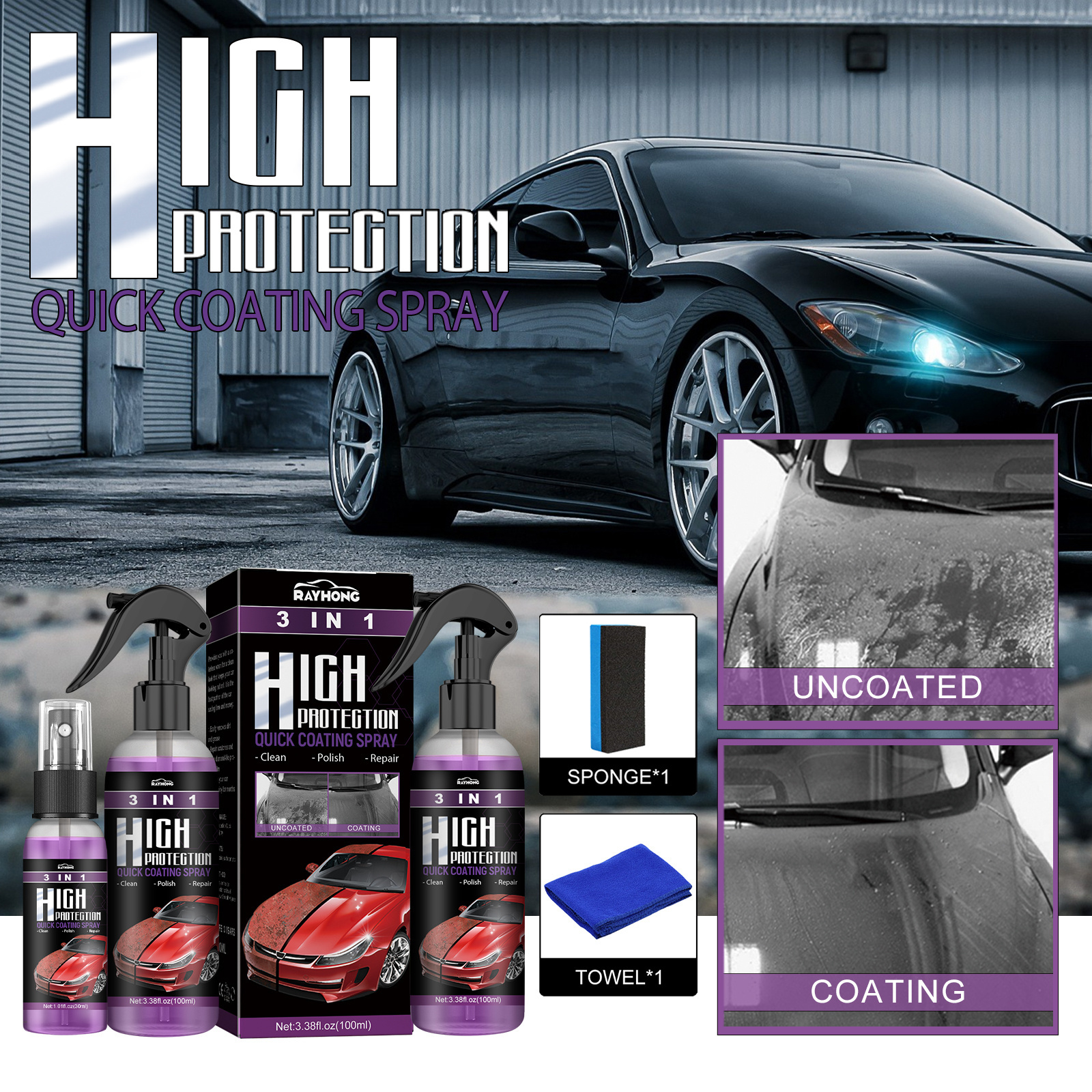 AIMU 100ml high protection car polish for all parts 3 in 1 Car Nano ceramic Coating