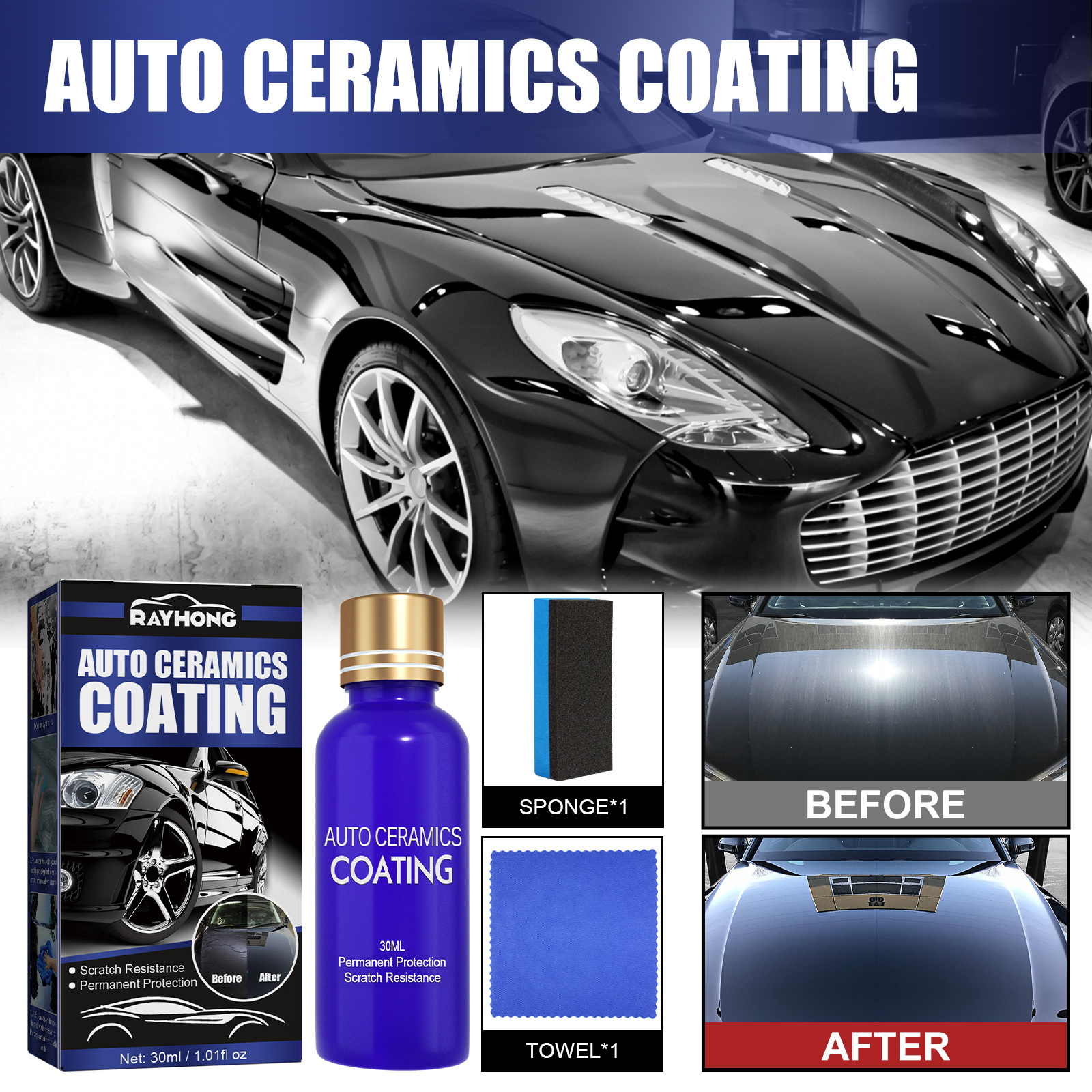 Auto ceramics coating protect the glossiness and durability of the original paint