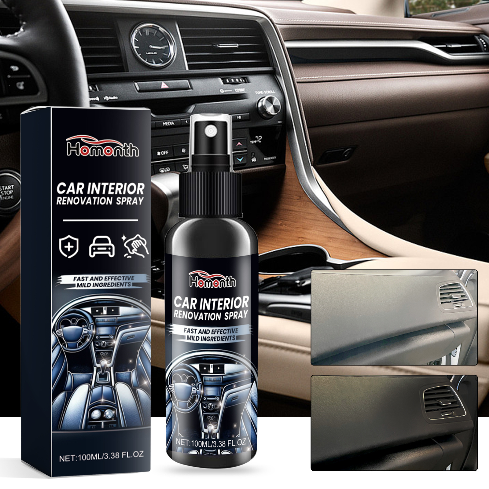 HOMONTH OEM ODM Car Interior Renovation Spray Multifunction Car Leather Plastic Renovator Coating Spray