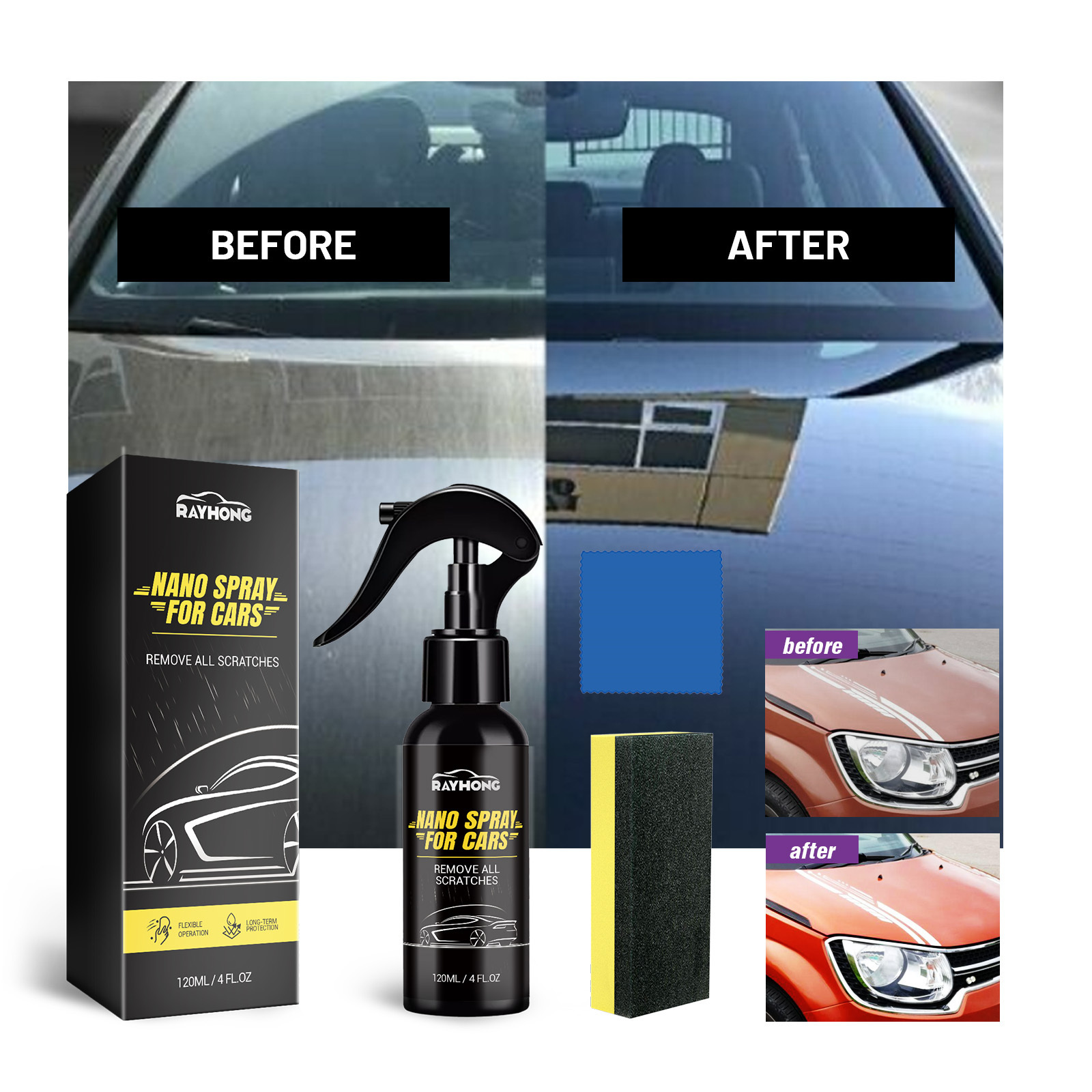 3 IN 1 RAYHONG 120ml Nano Spray For Cars  Spray Ceramic Coating For Car Paint Care