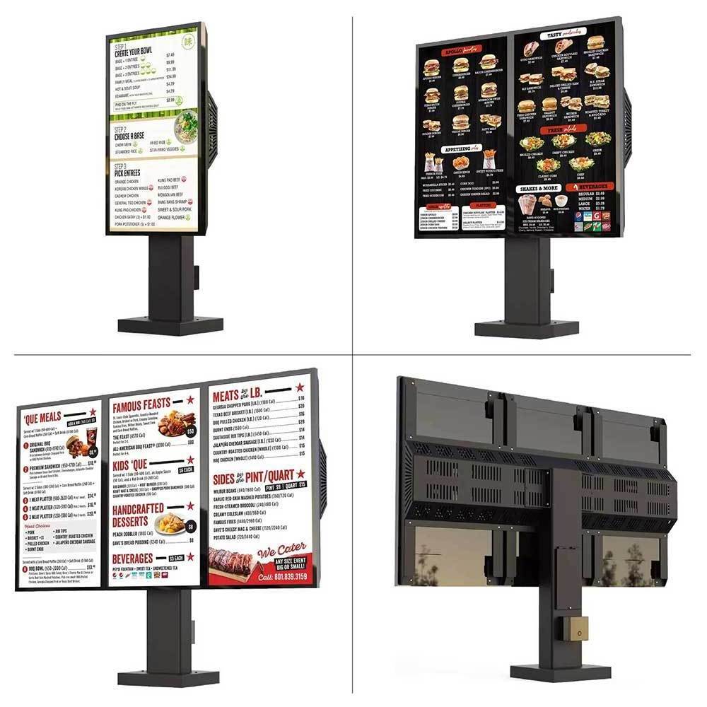 55 65 75inch ip66 ip67 all weather proof outdoor drive thru digital menu container coffee shop drive thru restaurants menu board