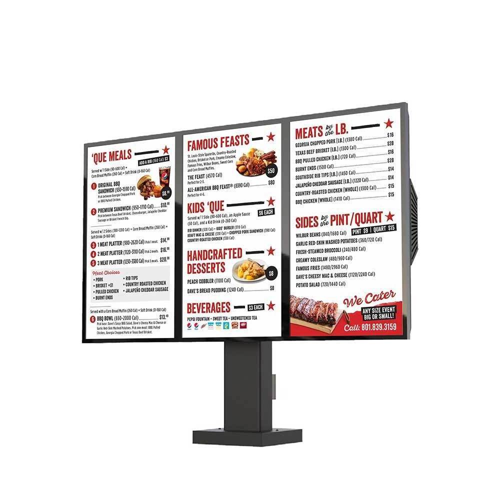 55 65 75inch ip66 ip67 all weather proof outdoor drive thru digital menu container coffee shop drive thru restaurants menu board