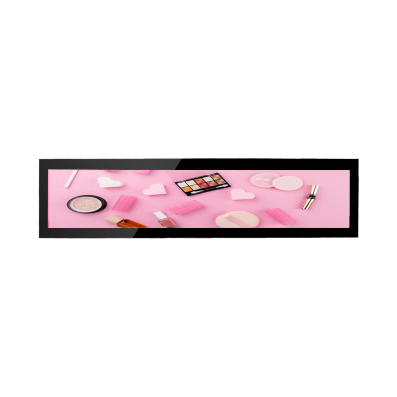 Factory wholesale OEM Wall mount video player shelf ultra wide digital signage display 24 inch stretched bar lcd panel