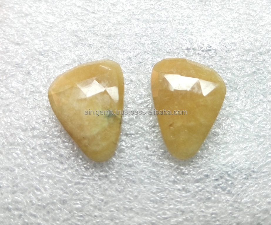 Natural Yellow Sapphire Irregular Rose Cut Gemstone Semi Precious Yellow Sapphire Jewelry Making Stone Size 17X13mm