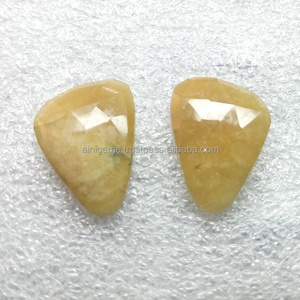 Natural Yellow Sapphire Irregular Rose Cut Gemstone Semi Precious Yellow Sapphire Jewelry Making Stone Size 17X13mm